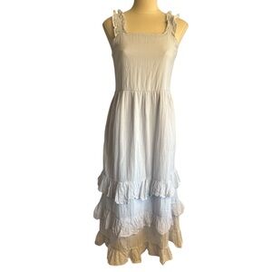 Abercrombie NEW Tiered Ruffle Maxi Light Blue Dress 15/16